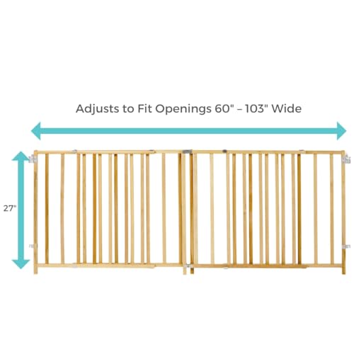 Toddleroo Extra - Wide Wooden Gate 60" - 103"x27" - Kidsy