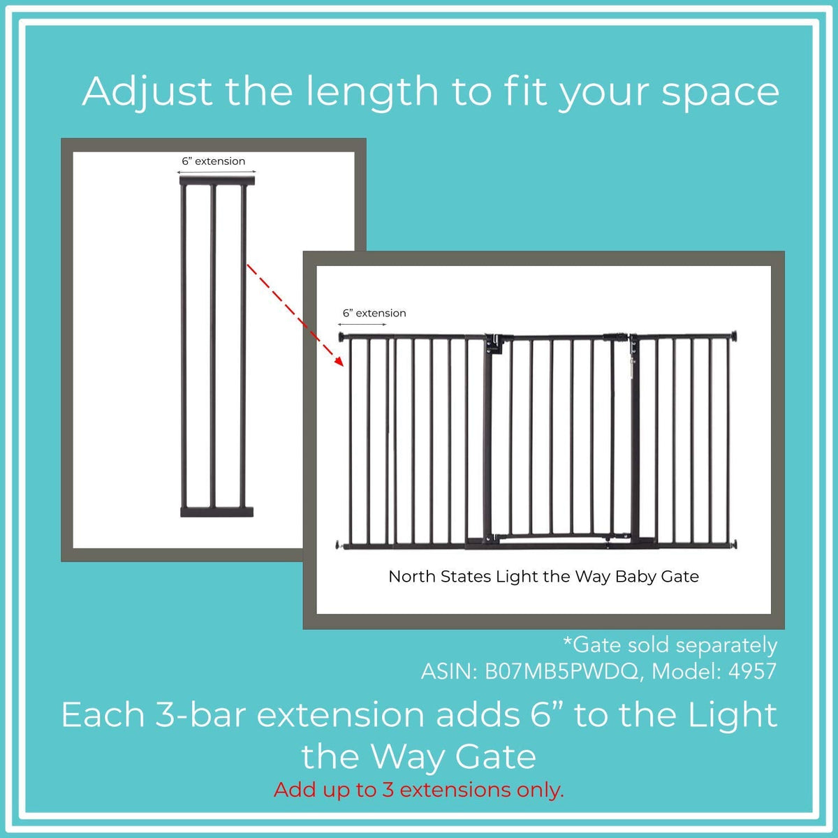 Toddleroo Light the Way Gate Extension 6-Inch (Matte Bronze) - Kidsy