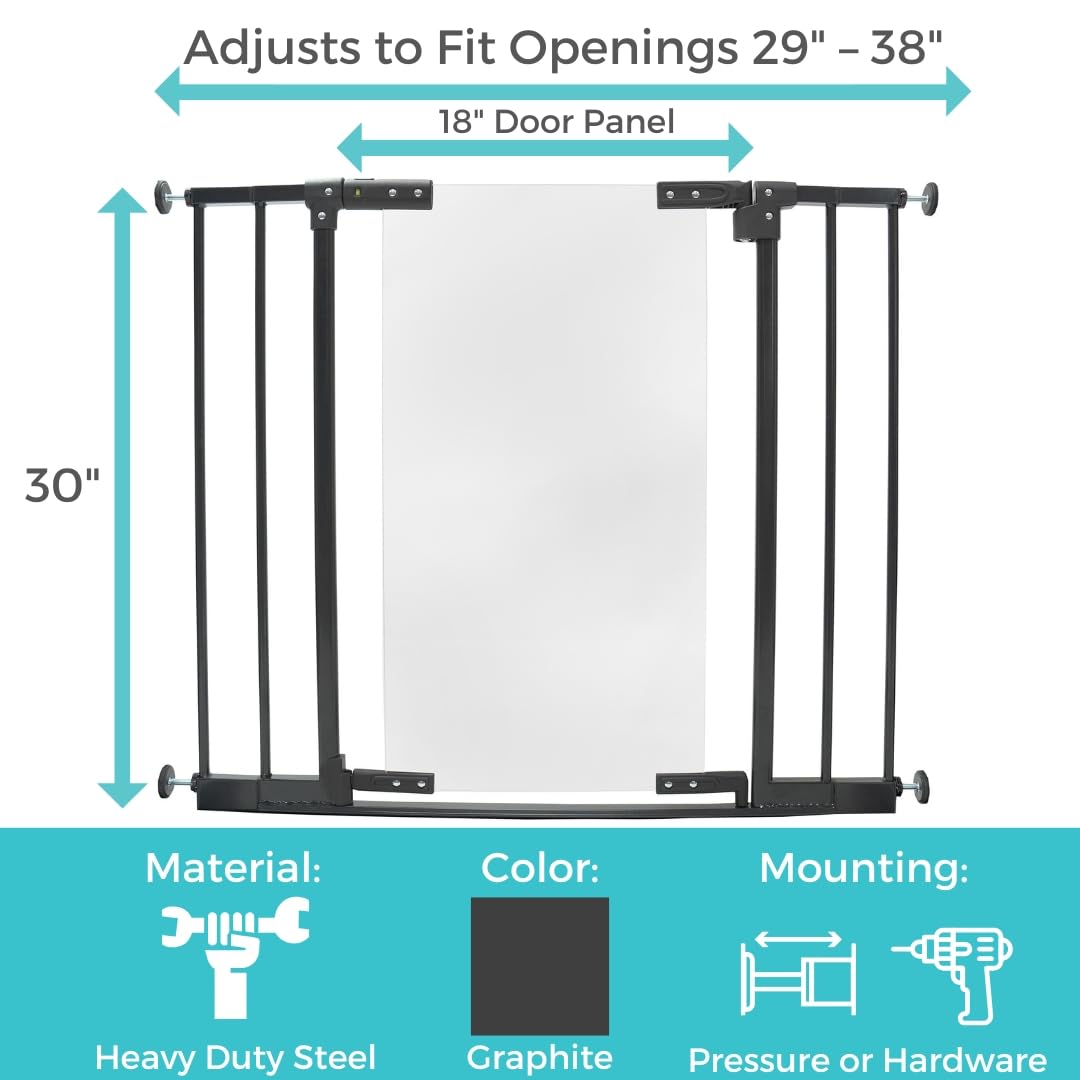 Toddleroo StepSafe Clear Walk-Thru Baby Gate 29–38-Inch (Black) - Kidsy