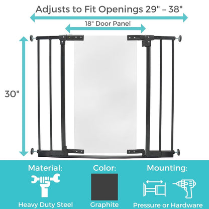Toddleroo StepSafe Clear Walk-Thru Baby Gate 29–38-Inch (Black) - Kidsy
