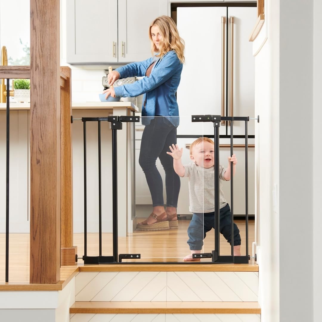 Toddleroo StepSafe Clear Walk-Thru Baby Gate 29–38-Inch (Black) - Kidsy