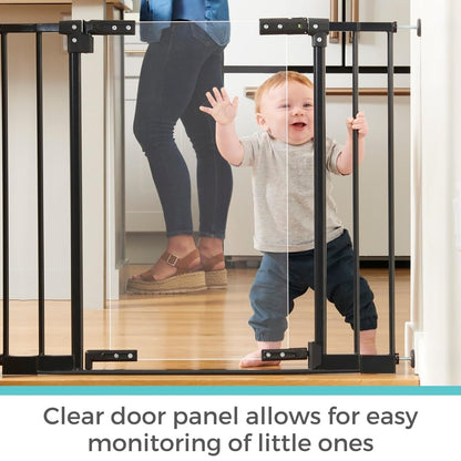Toddleroo StepSafe Clear Walk-Thru Baby Gate 29–38-Inch (Black) - Kidsy