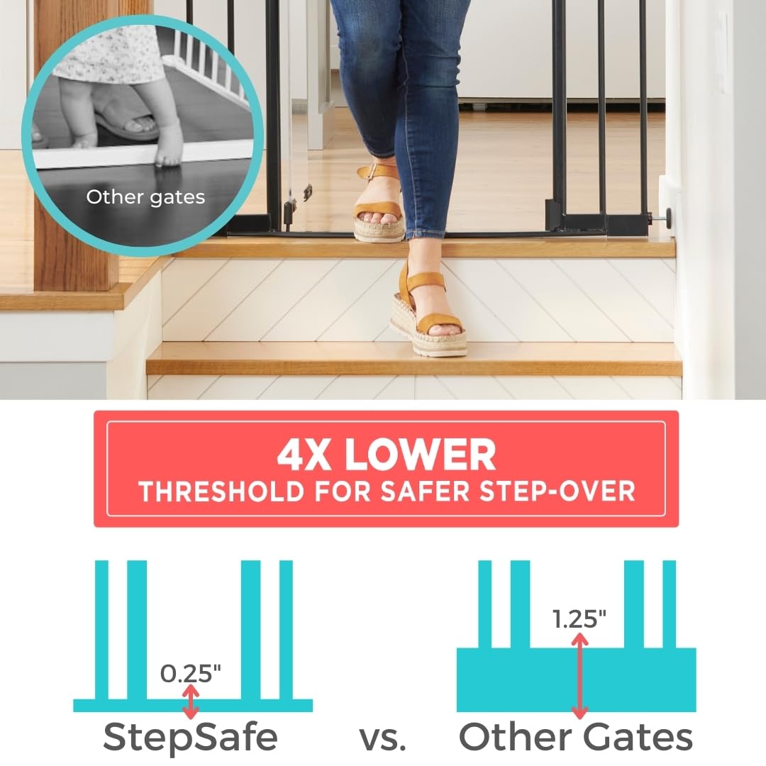 Toddleroo StepSafe Clear Walk-Thru Baby Gate 29–38-Inch (Black) - Kidsy