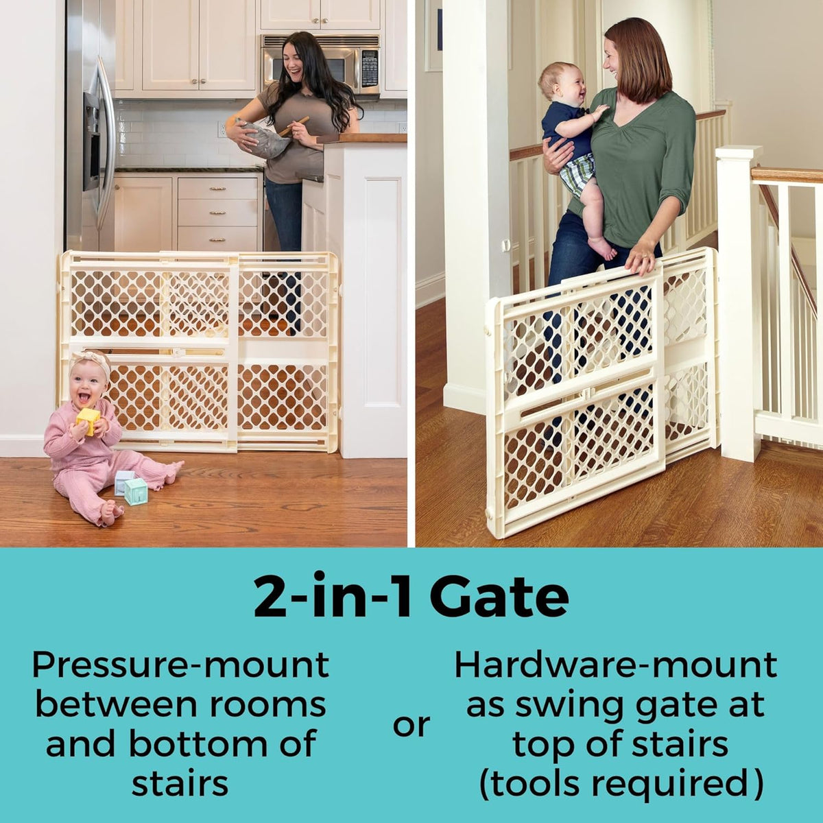 Toddleroo Supergate Ergo Baby Gate 26–42 Inch Wide 26 Inch Tall (Ivory) - Kidsy