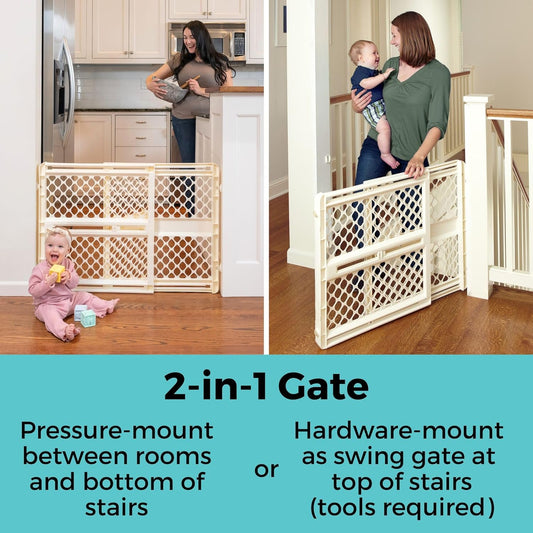 Toddleroo Supergate Ergo Baby Gate 26–42 Inch Wide 26 Inch Tall (Ivory) - Kidsy