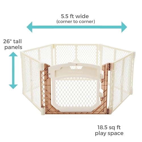 Toddleroo Superyard Ultimate 6 - Panel Play Yard, 8.5 Sq Ft, 26" Tall (Ivory) - Kidsy