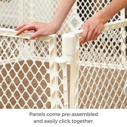 Toddleroo Superyard Ultimate 6 - Panel Play Yard, 8.5 Sq Ft, 26" Tall (Ivory) - Kidsy