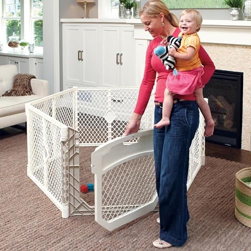 Toddleroo Superyard Ultimate 6 - Panel Play Yard, 8.5 Sq Ft, 26" Tall (Ivory) - Kidsy