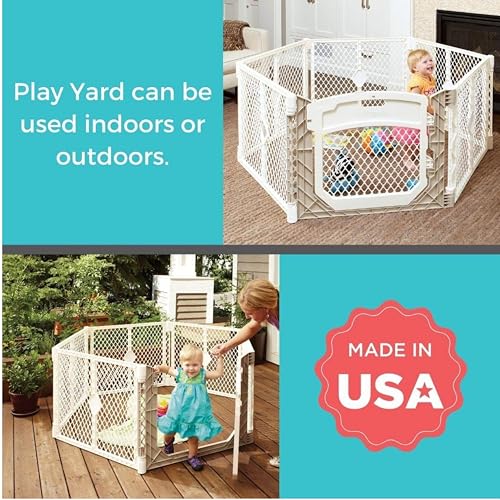 Toddleroo Superyard Ultimate 6 - Panel Play Yard, 8.5 Sq Ft, 26" Tall (Ivory) - Kidsy
