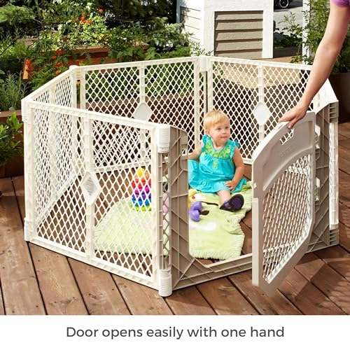 Toddleroo Superyard Ultimate 6 - Panel Play Yard, 8.5 Sq Ft, 26" Tall (Ivory) - Kidsy