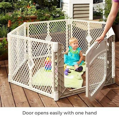 Toddleroo Superyard Ultimate 6 - Panel Play Yard, 8.5 Sq Ft, 26" Tall (Ivory) - Kidsy