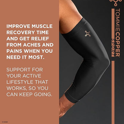 Tommie Copper Arm Compression Sleeve L/XL 15–20 mmHg (Black) - Kidsy