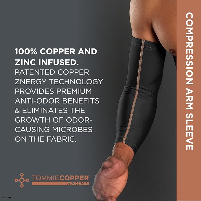 Tommie Copper Arm Compression Sleeve L/XL 15–20 mmHg (Black) - Kidsy