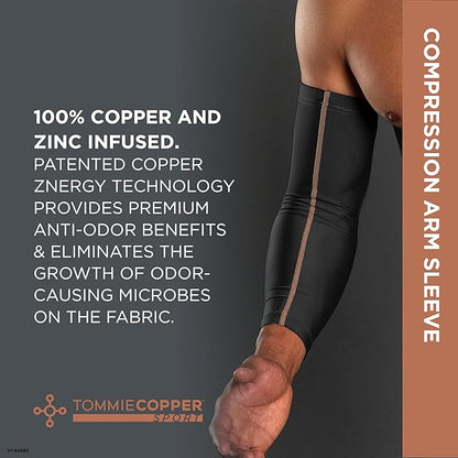Tommie Copper Arm Compression Sleeve L/XL 15–20 mmHg (Black) - Kidsy