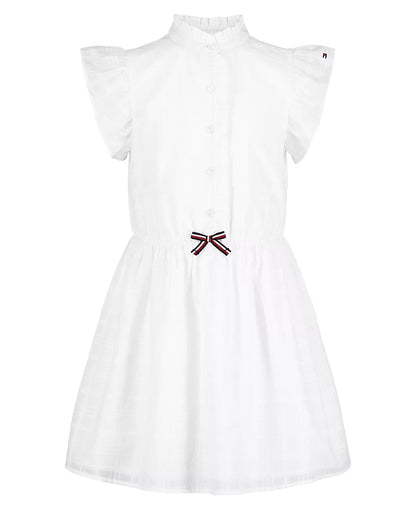 Tommy Hilfiger Big Girls Dobby Short Sleeve Dress (Large, 12/14) - Kidsy