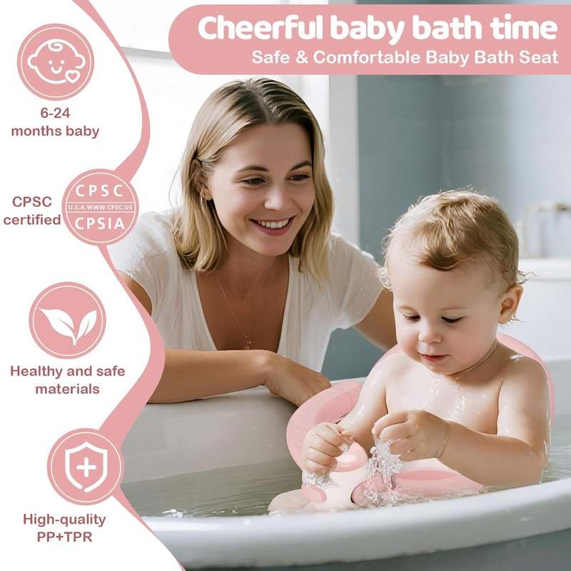 TOSGN Baby Bath Seat, 14" x 12" x 8" (Deep Pink) - Kidsy