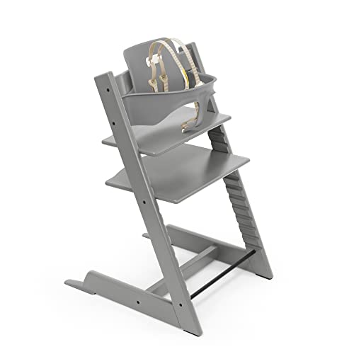 Tripp Trapp High Chair from Stokke includes Baby Set with Removable Harness (Storm Grey) - Kidsy