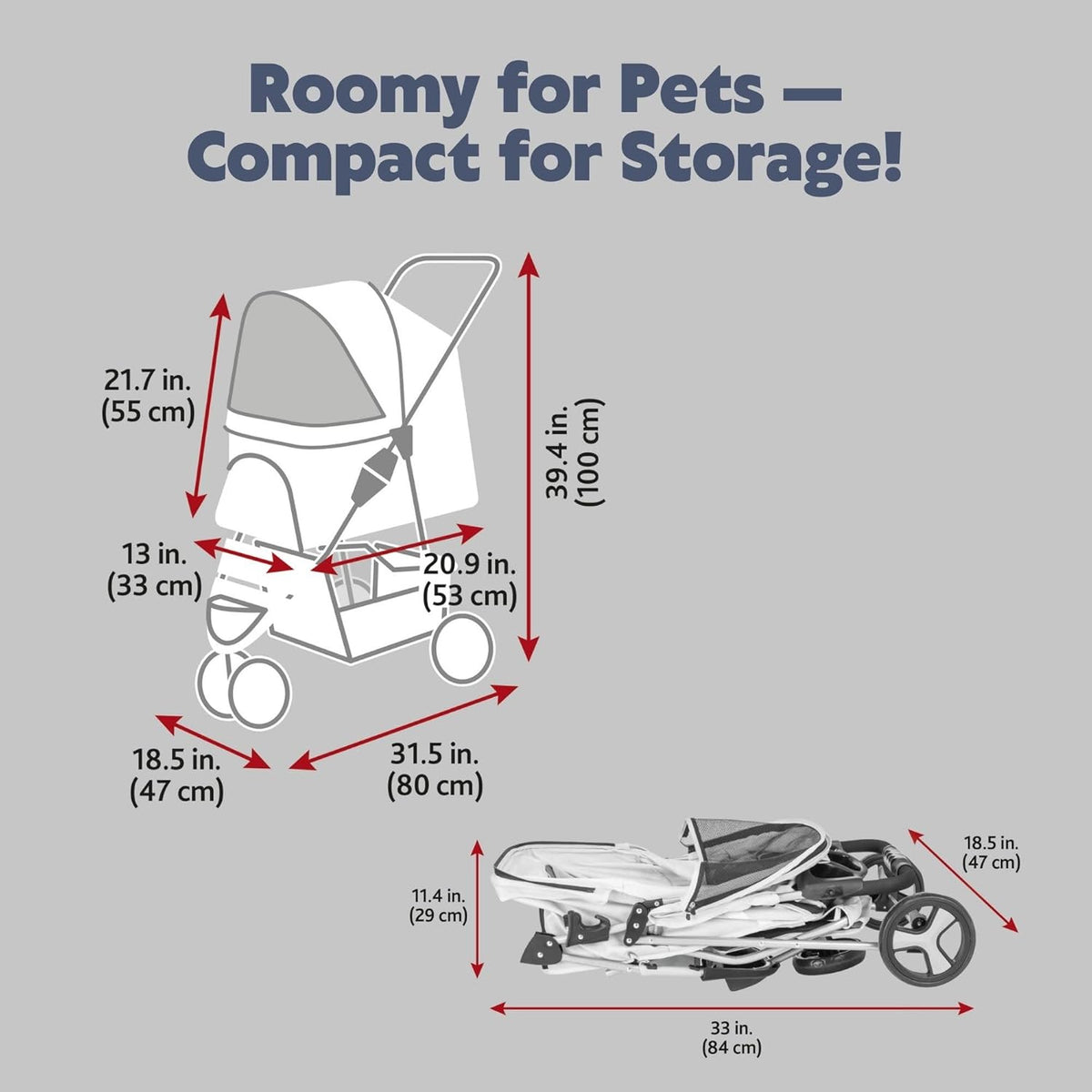 Trixie Pet Stroller for Small Dogs & Cats (Gray) - Kidsy