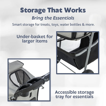 Trixie Pet Stroller for Small Dogs & Cats (Gray) - Kidsy