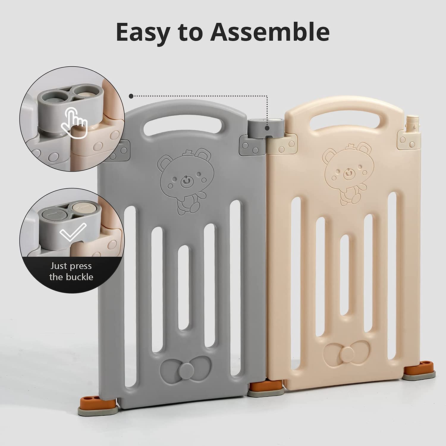 Uanlauo 2 - Panel Baby Play Yard Extension (Grey/Cream) - Kidsy