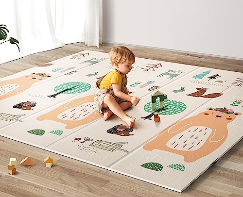 Uanlauo Extra Large Foldable Baby Play Mat 79x71" (Bear) - Kidsy