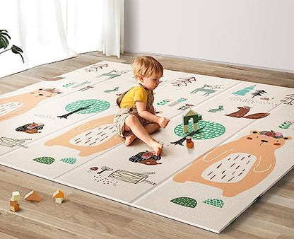 Uanlauo Extra Large Foldable Baby Play Mat 79x71" (Bear) - Kidsy