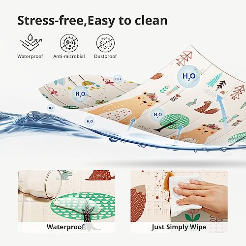 Uanlauo Extra Large Foldable Baby Play Mat 79x71" (Bear) - Kidsy
