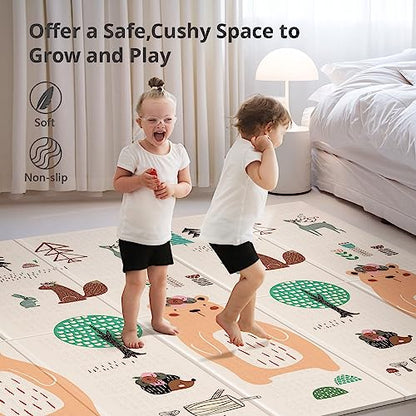Uanlauo Extra Large Foldable Baby Play Mat 79x71" (Bear) - Kidsy