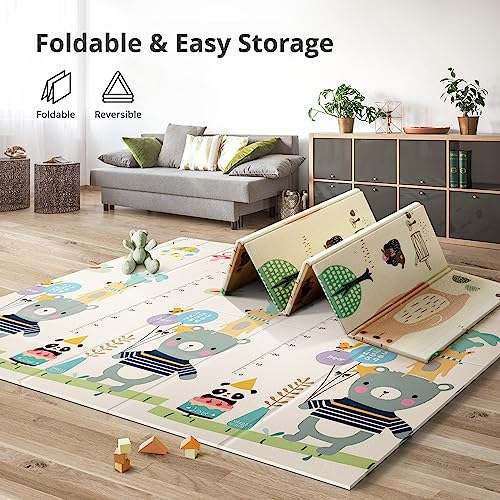 Uanlauo Extra Large Foldable Baby Play Mat 79x71" (Bear) - Kidsy