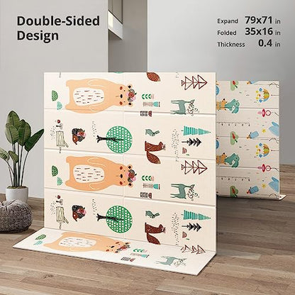 Uanlauo Extra Large Foldable Baby Play Mat 79x71" (Bear) - Kidsy
