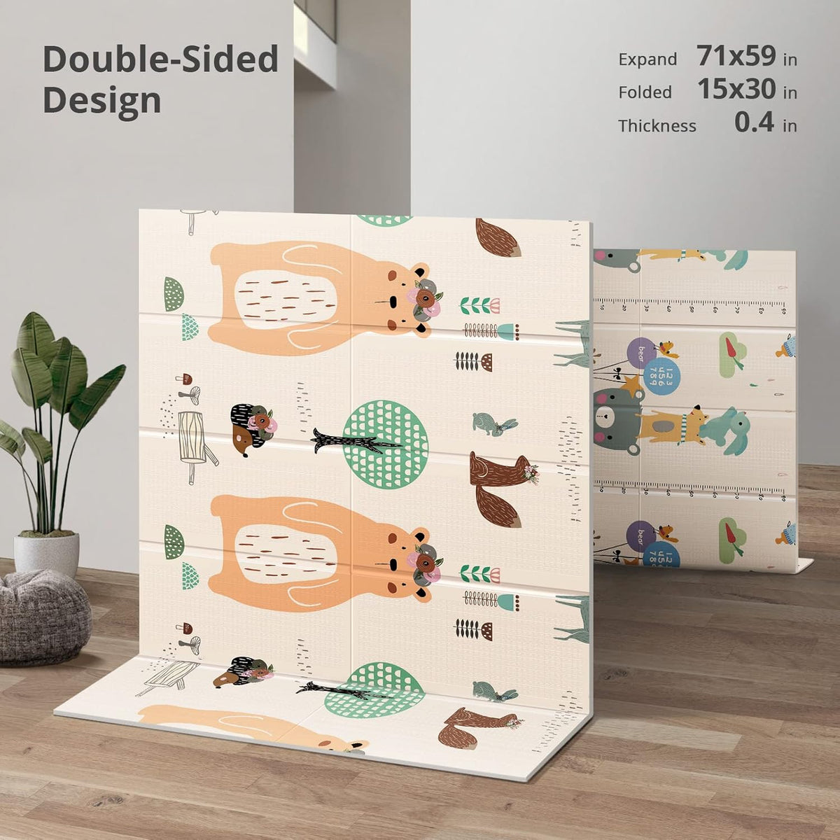 UANLAUO Foldable Baby Play Mat (Bear(71x59x0.4inch)) - Kidsy