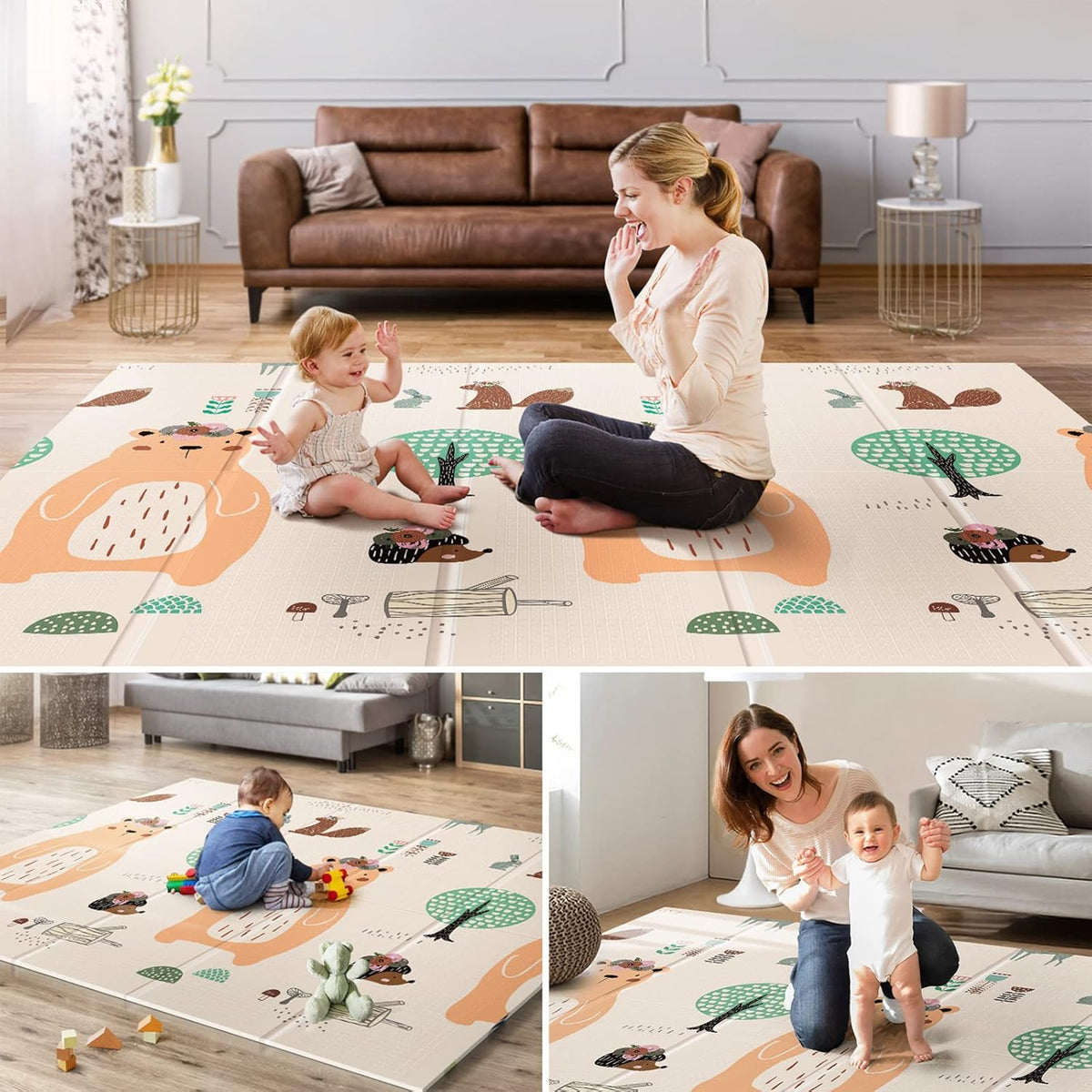 UANLAUO Foldable Baby Play Mat (Bear(71x59x0.4inch)) - Kidsy