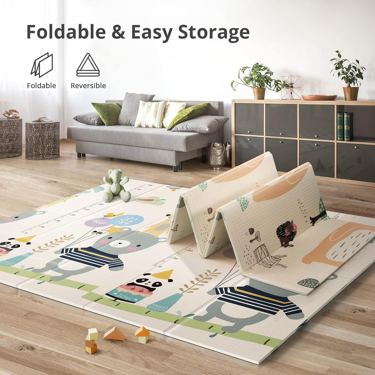 UANLAUO Foldable Baby Play Mat (Bear(71x59x0.4inch)) - Kidsy