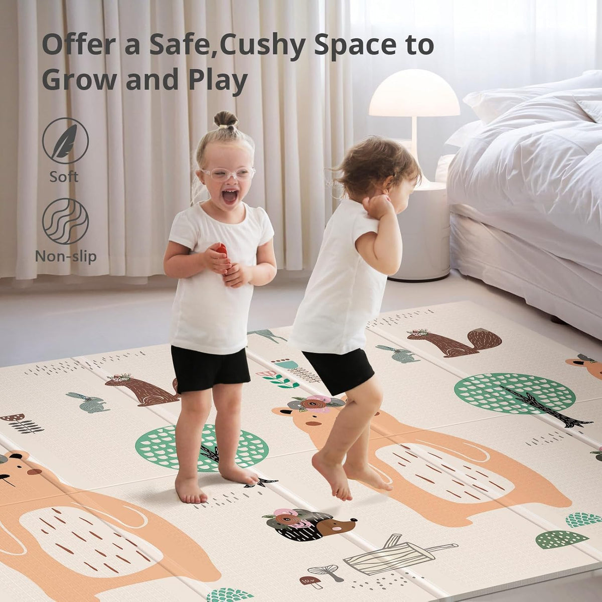 UANLAUO Foldable Baby Play Mat (Bear(71x59x0.4inch)) - Kidsy