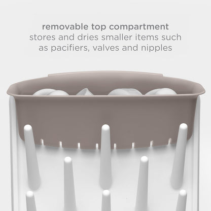 Ubbi Vertical Baby Bottle Drying Rack, Space Saving Countertop Drying Rack Baby Accessory (Taupe) - Kidsy