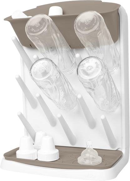 Ubbi Vertical Baby Bottle Drying Rack, Space Saving Countertop Drying Rack Baby Accessory (Taupe) - Kidsy