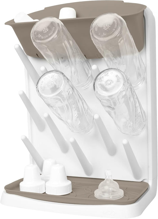 Ubbi Vertical Baby Bottle Drying Rack, Space Saving Countertop Drying Rack Baby Accessory (Taupe) - Kidsy