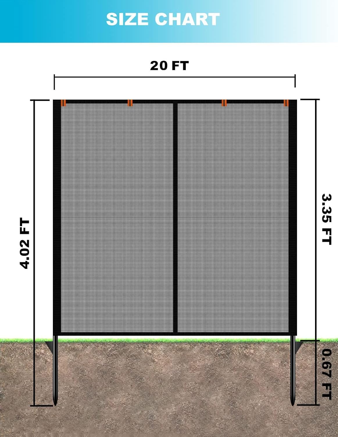Upitry Driveway Net Fence Gate Mesh (20 Ft Wide 40 Inch Tall, Orange Black) - Kidsy