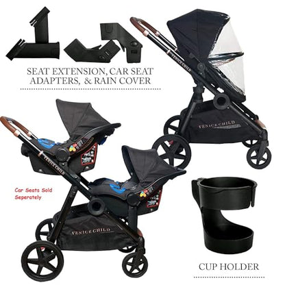 Venice Child Maverick Single to Double Stroller (Eclipse Black) - Kidsy
