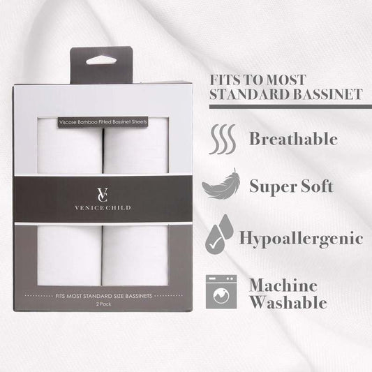 Venice Child Viscose from Bamboo Bassinet Sheet (2 Pack Box) - Kidsy