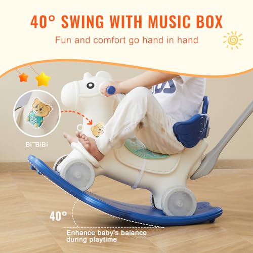 VEVOR 4 in 1 Rocking Horse for Toddlers (Blue) - Kidsy