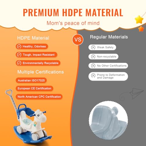 VEVOR 4 in 1 Rocking Horse for Toddlers (Blue) - Kidsy