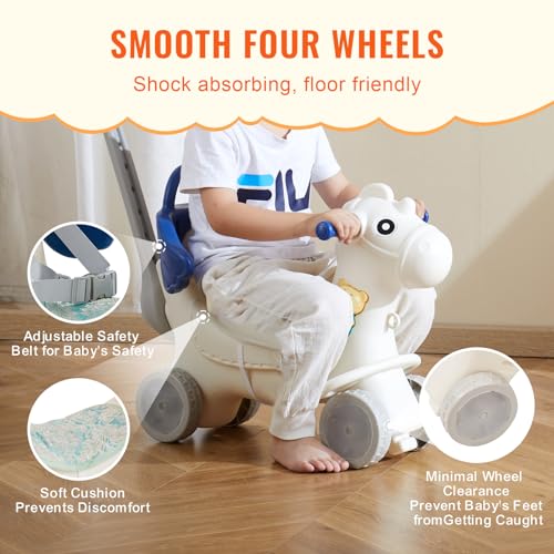 VEVOR 4 in 1 Rocking Horse for Toddlers (Blue) - Kidsy
