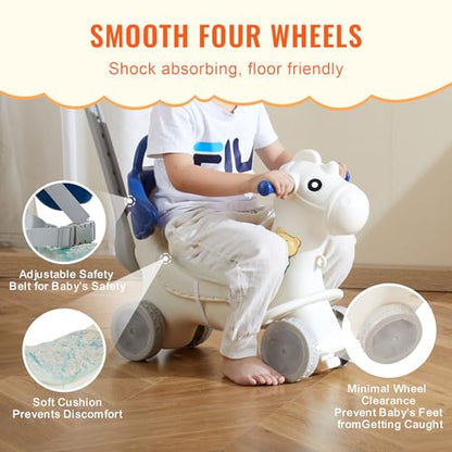 VEVOR 4 in 1 Rocking Horse for Toddlers (Blue) - Kidsy