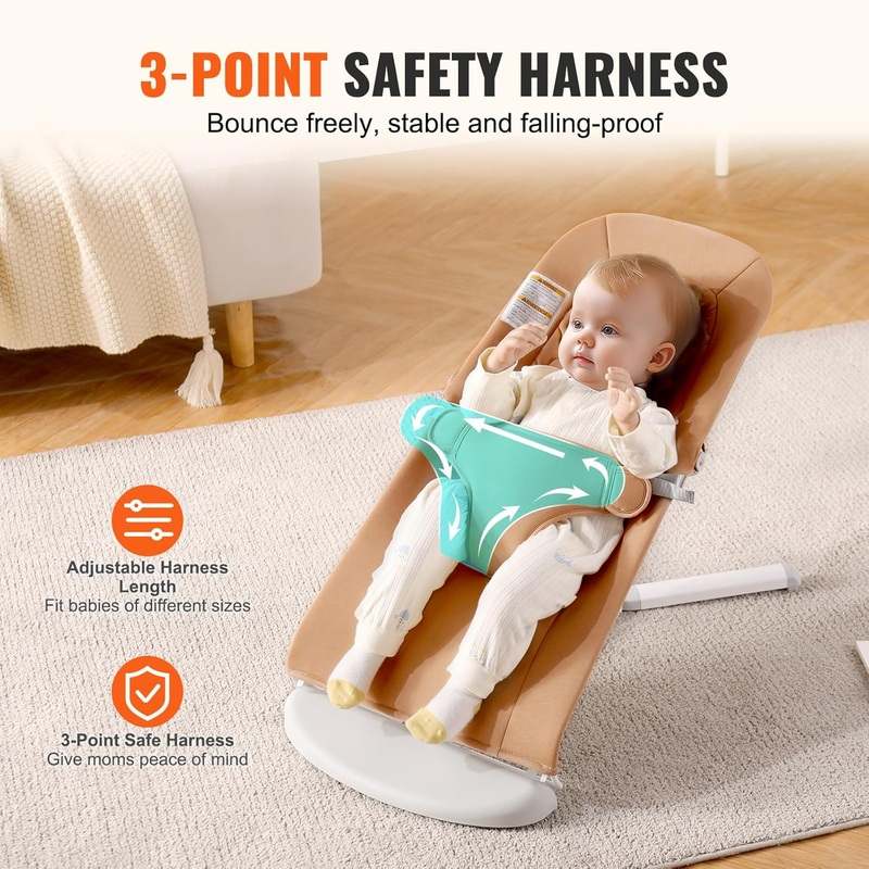 VEVOR Baby Bouncer Folding Bouncer Seat Chair (Camel) - Kidsy