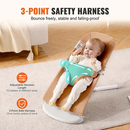 VEVOR Baby Bouncer Folding Bouncer Seat Chair (Camel) - Kidsy