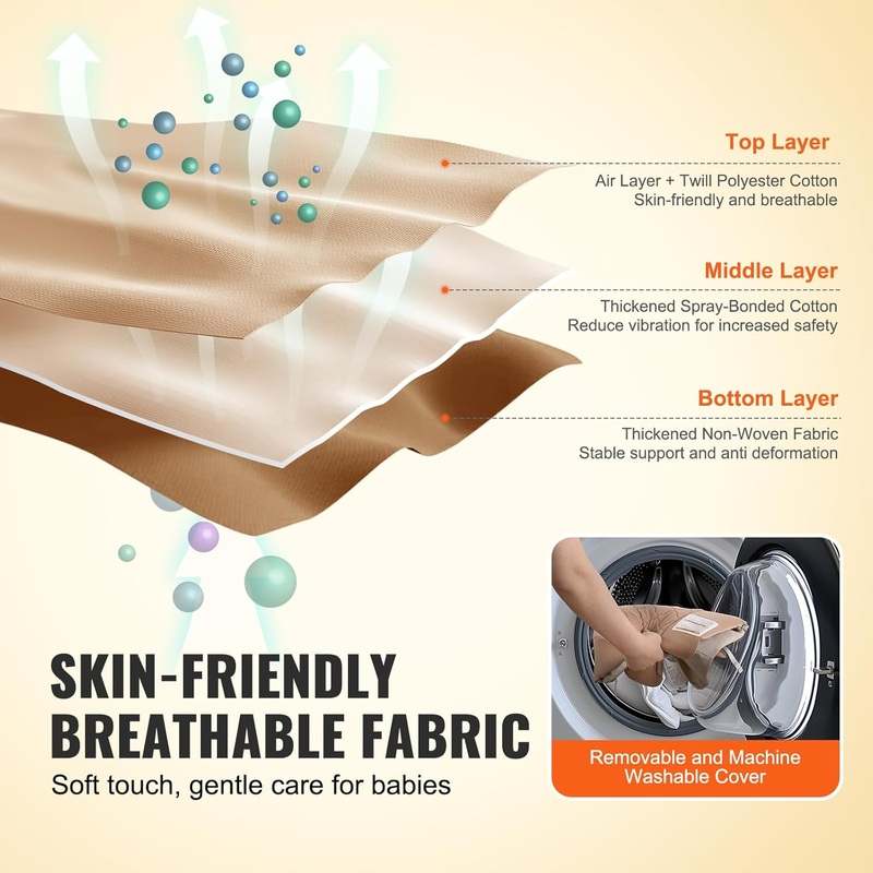 VEVOR Baby Bouncer Folding Bouncer Seat Chair (Camel) - Kidsy