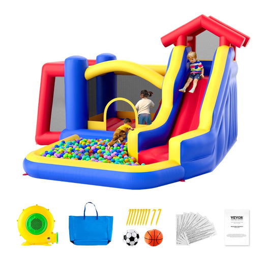 VEVOR Bounce House for Kids 3 - 6, Indoor Jump House Trampoline (131x133x91 inch - Slide B) - Kidsy
