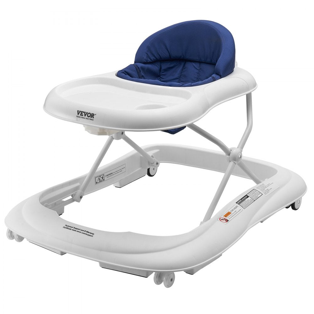 VEVOR Foldable Baby Walker, 3 - Level Adjustable with Tray (White+Blue) - Kidsy