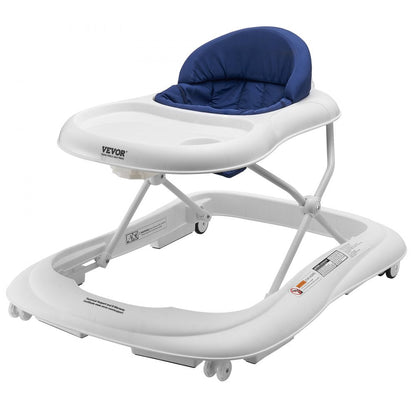 VEVOR Foldable Baby Walker, 3 - Level Adjustable with Tray (White+Blue) - Kidsy